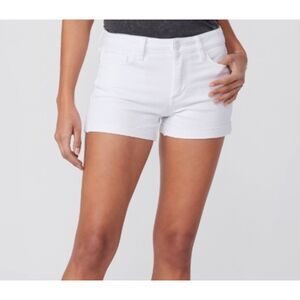 ~ PAIGE 27 Jean Shorts Jimmy Jimmy Rolled Hem Zip Low/Mid-Rise Dylan Denim White